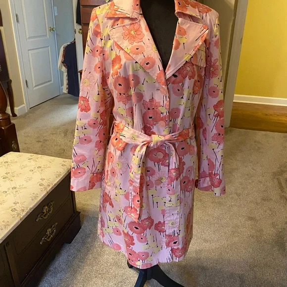 Floral Pink Trench Coat - Picture 1 of 6
